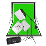 2000 Watt Complete Photography and Video Studio Softbox Continuous Lighting Boom Kit, Background Support, Black White Chromakey Green 3 Muslin Backdrops, NEWCB_BWG_VL-9004S-B6